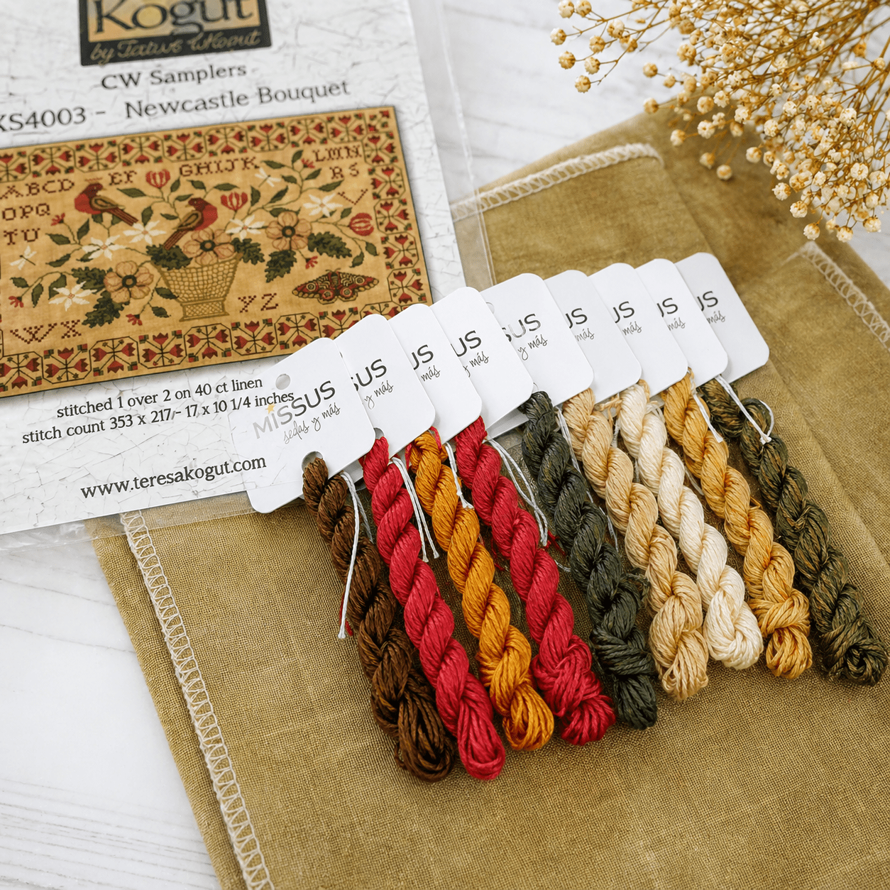 Newcastle Bouquet Silk Thread Pack – 13 Hand-Dyed Mini Skeins - Image 2