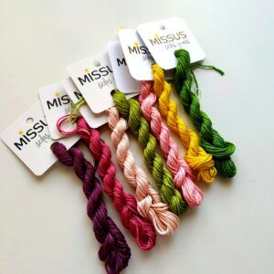 Spring Silk Thread Pack – 7 Hand-Dyed Mini Skeins