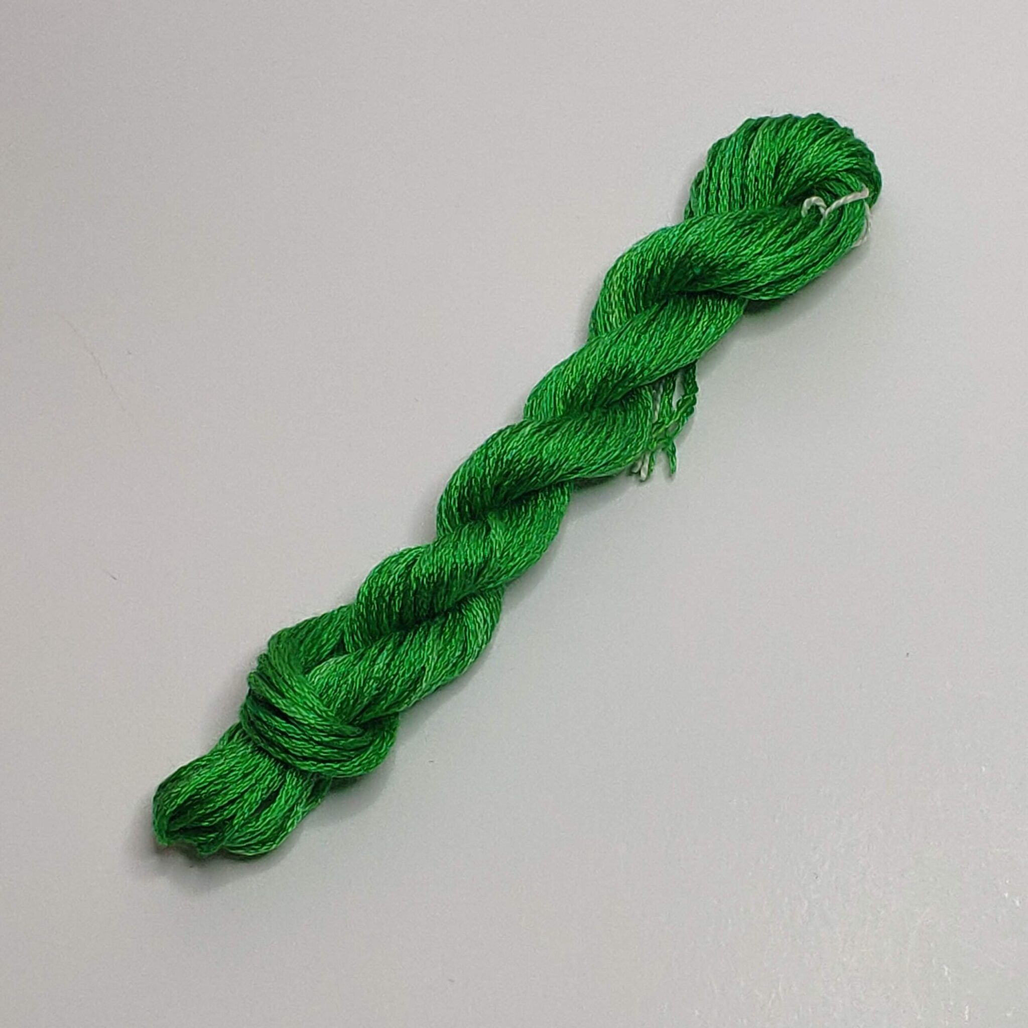 039. Bright Green MINI - Solid 100% mulberry Silk Thread - Image 2