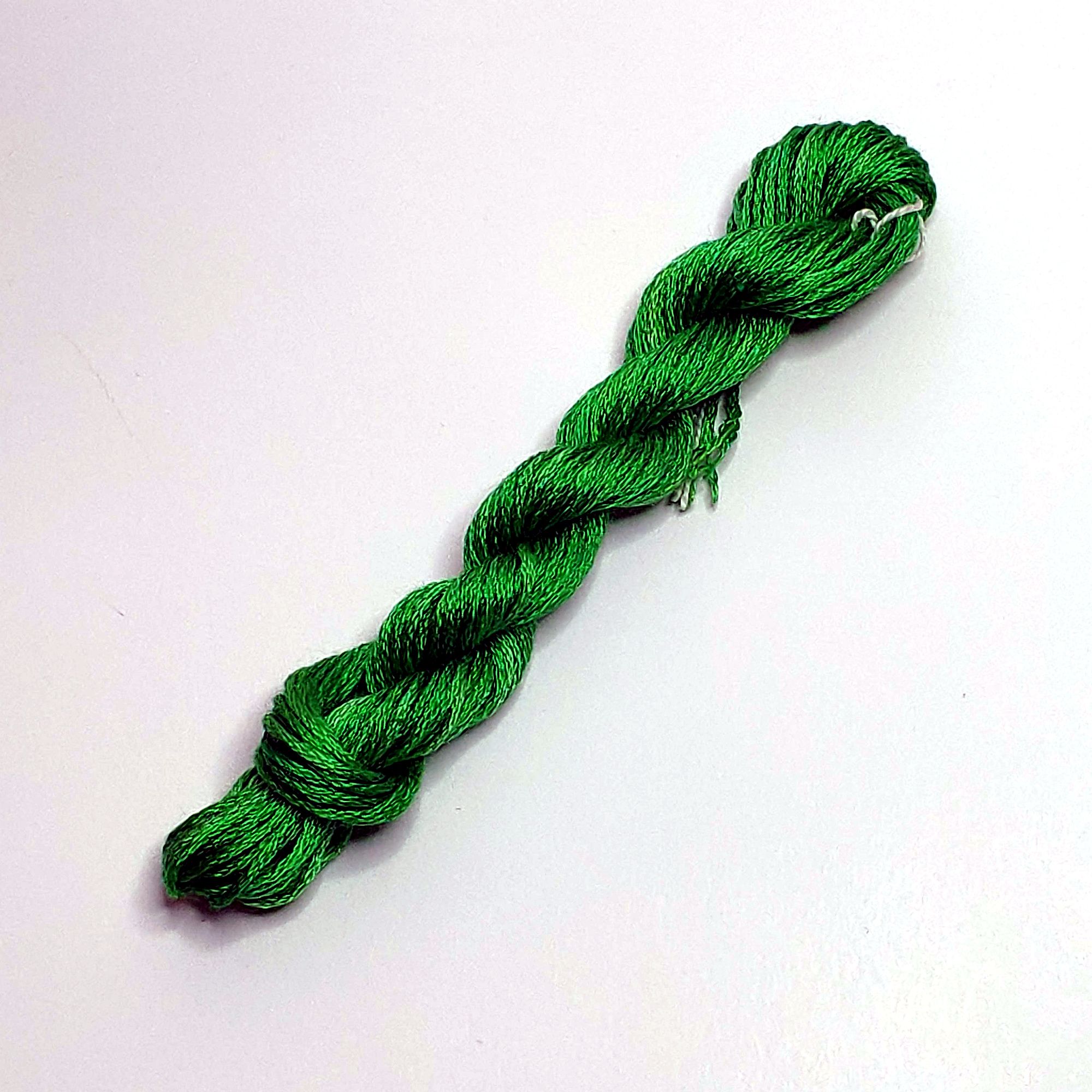 039. Bright Green MINI - Solid 100% mulberry Silk Thread - Image 3