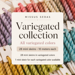 Missus Sedas Variegated Mini Collection – 28 Silk Mini Skeins – Hand-Dyed mulberry Silk Thread