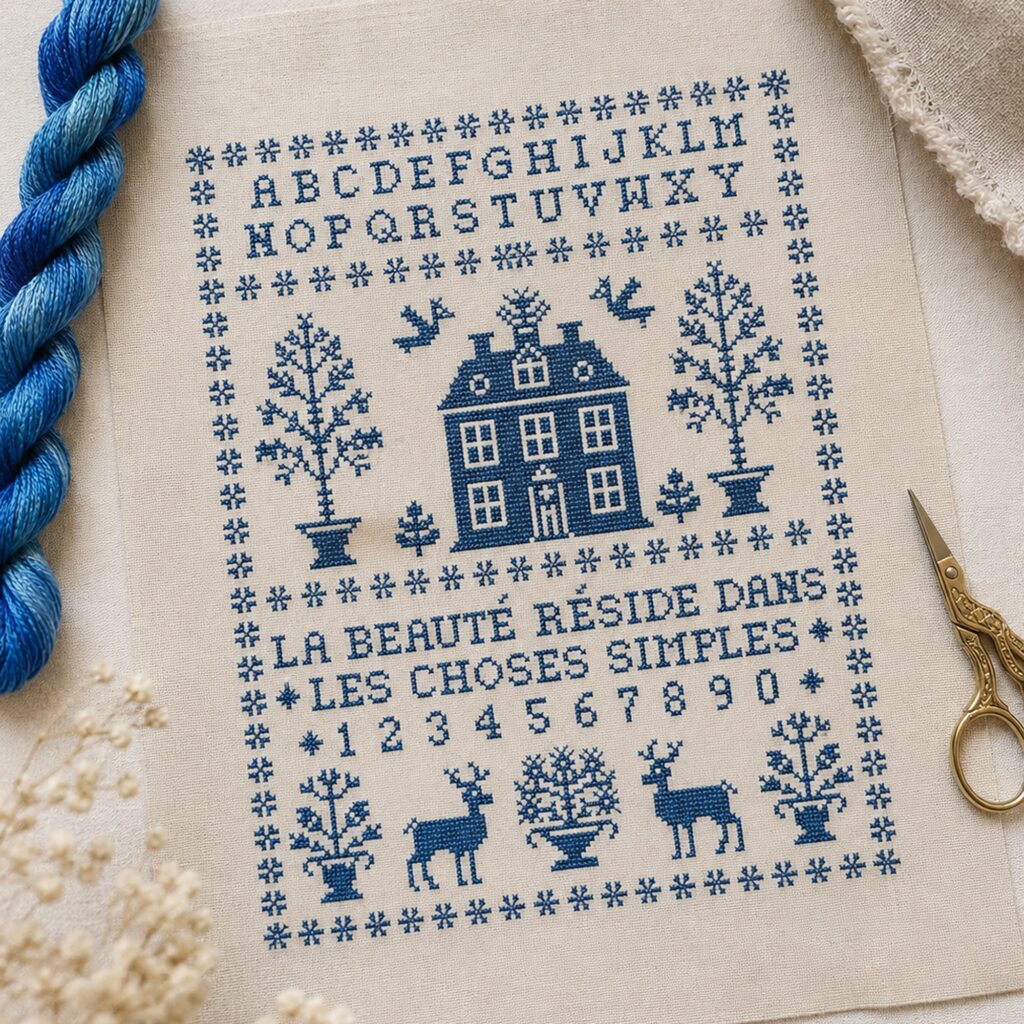 “La Maison” – French Folk Sampler PDF Pattern + Bonus Motifs