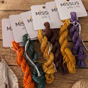The Pumpkin Manor Sampler Silk Thread Pack + PDF Pattern – 6 Hand-Dyed Mini Skeins