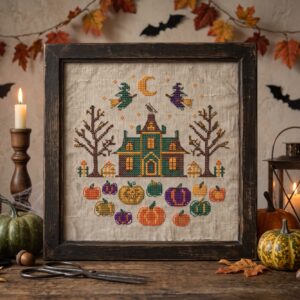 "The Pumpkin Manor Sampler" - Cross Stitch PDF Pattern